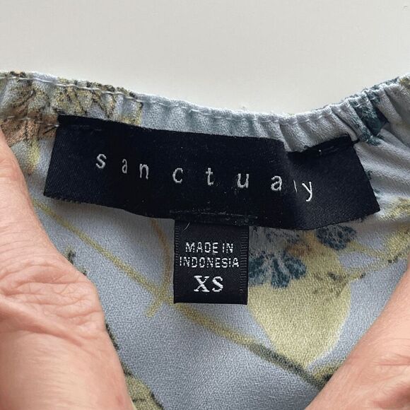 Sanctuary by Anthro Aisley Ballet Off Shoulder Bluebell Blue‎ Floral Top - Picture 8 of 10